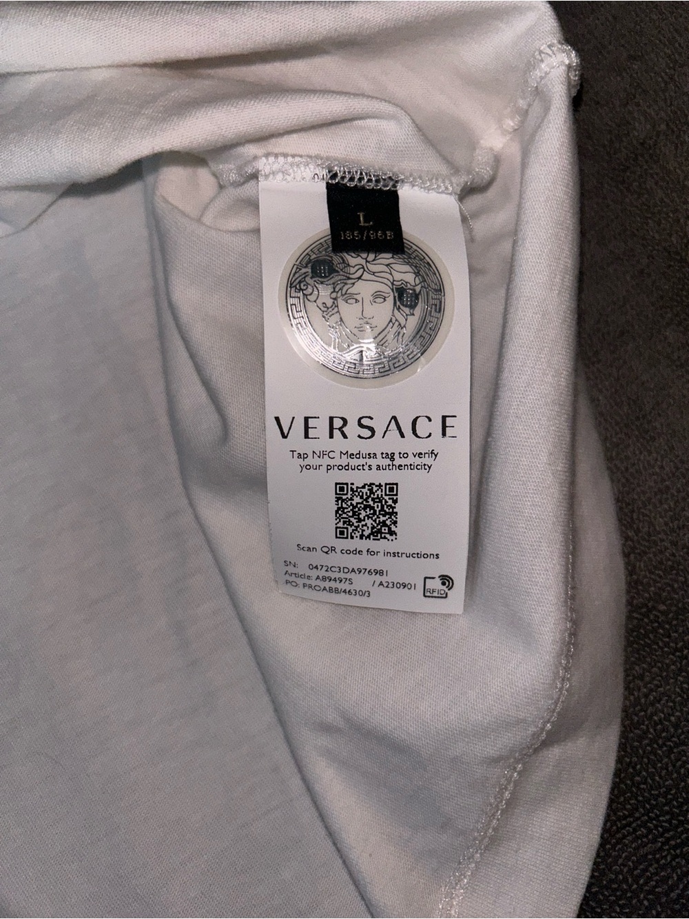 Versace White Short Sleeve Tee with Medusa logo - Picture 3 of 4